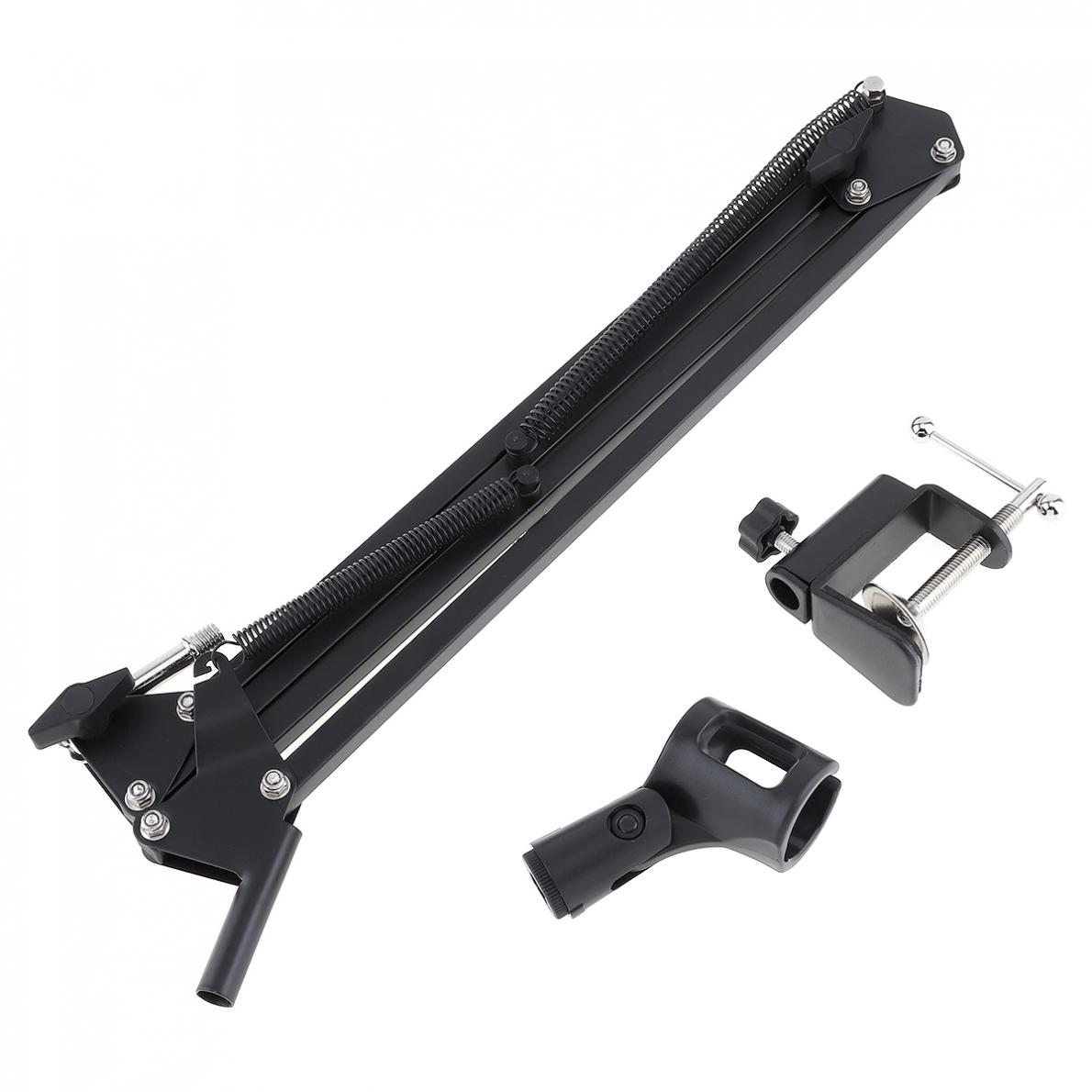 Black NB-35 Microphone Scissor Arm Stand Mic Clip Holder with Desktop Alloy Base Clamp fit for KTV Studio