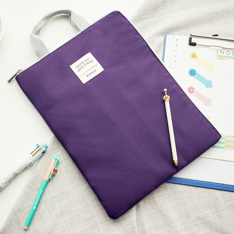 Organizador de documentos A4, maletín de nailon impermeable para hombre y mujer, bolso de oficina funcional, porta documentos, Maletín de negocios: Purple