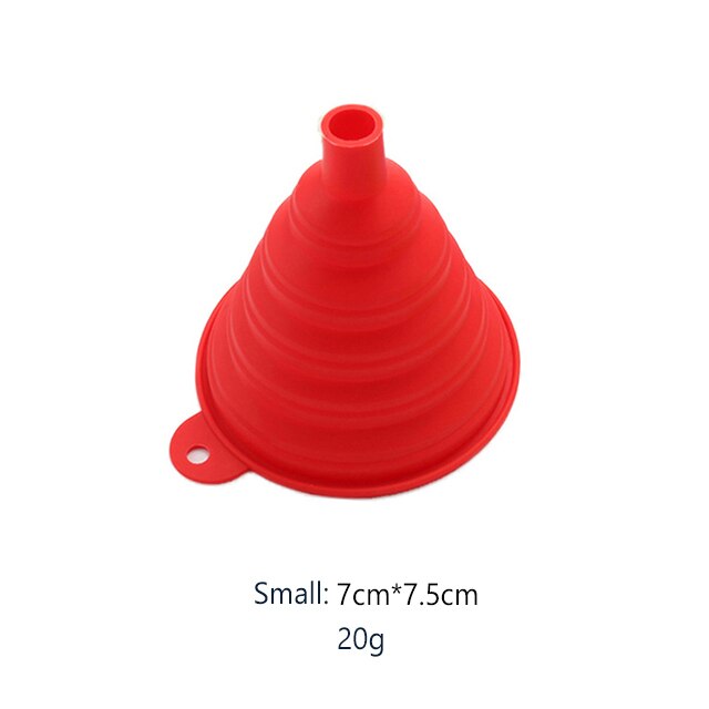 Foldable Funnel Silicone Collapsible Funnels Portable Folding Funnel Household Liquid Dispensing Kitchen Tools Food Grade Funnel: Red-Small 20g