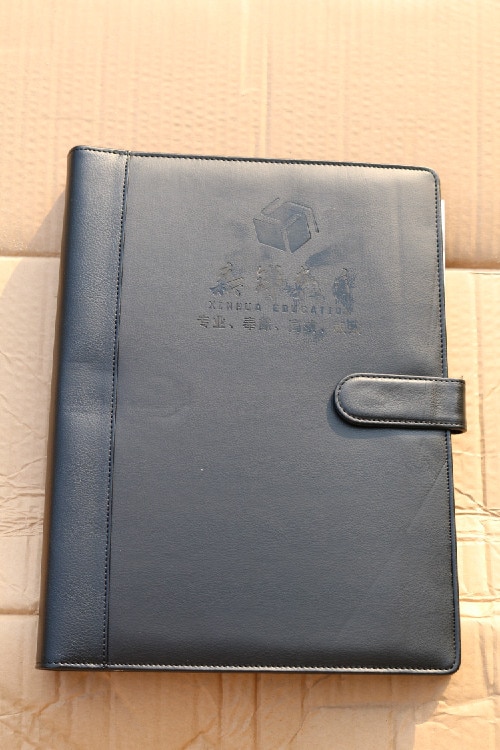 Simple Leather folder Padfolio multifunction organizer planner notebook ring binder A4 file folder office without calculator