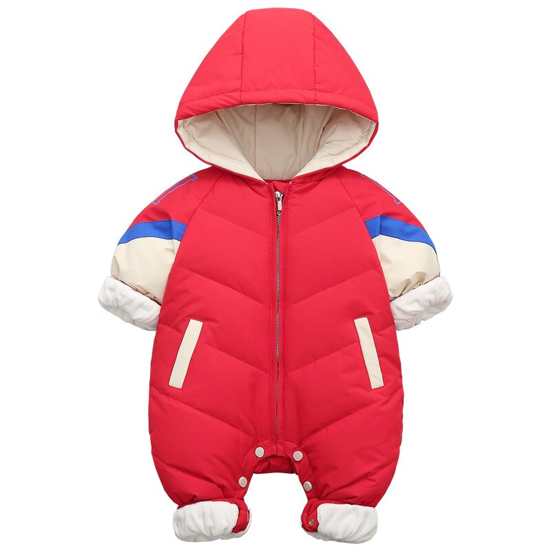 Varm baby baby romper 90%  hvide ænder dun romper hætteklædt inde fleece dreng pige vinter efterår overalls baby overtøj
