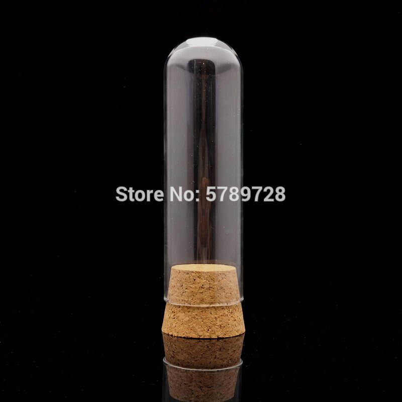 1pcs 45x150mm transparent round bottom glass test tube with cork stopper Flat - mouth thickened glass tube, teaching equipment