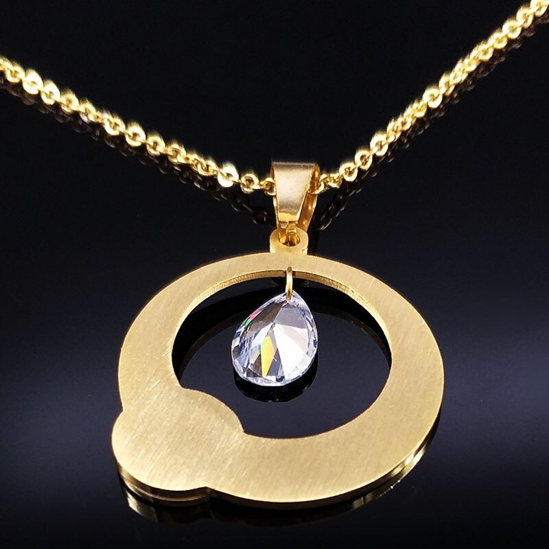 ! Conjuntos de joyas de cristal y acero inoxidable para mujer, collar con pendientes de Color dorado, conjuntos de joyas de Dubái, pendientes para mujer S178485