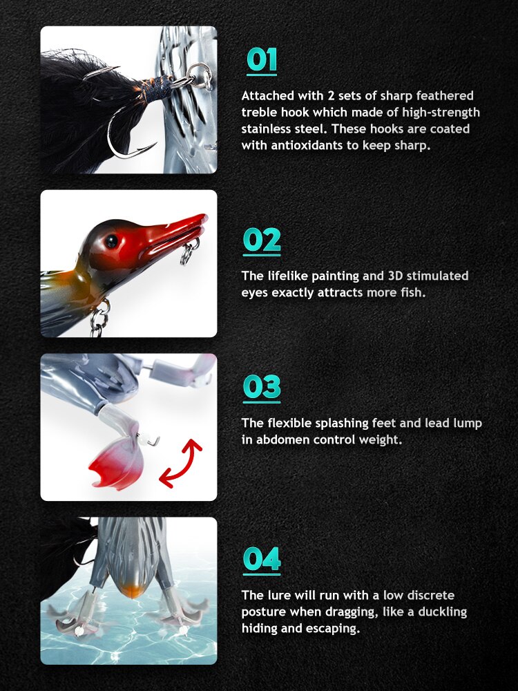 105mm 28g Floating 3D Suicide Duck Fishing Lures for Bass Pike Topwater Popper Lifelike Bait Whopper Wobblers Pesca JT9416