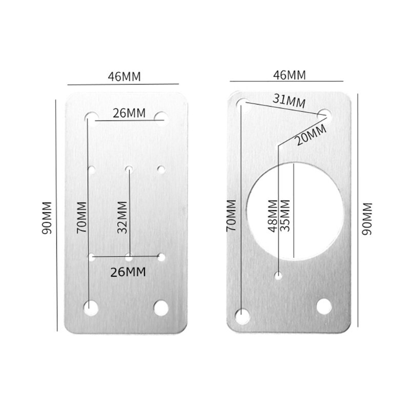 2Pcs Hinge Repair Plate Brushed Stainless Steel Cabinet Hinge Fixing Plate Bracket Kit for Furniture Kitchen Closet Door 29EA