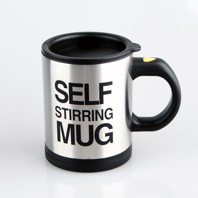 Caneca automática isolada dupla 400ml, agitadora de leite de café, caneca térmica de aço inoxidável, xícara inteligente com isol: black