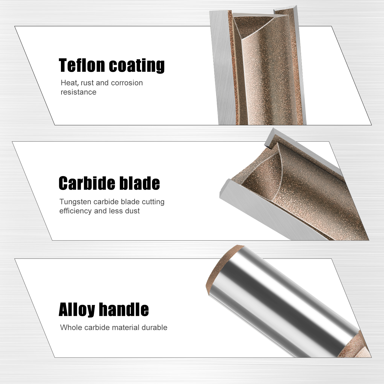 Broca recta de carburo de tungsteno, enrutador de doble flauta única, cortador de fresado de madera para herramienta de carpintería, diámetro de 3-25mm, vástago de 1/2 pulgadas