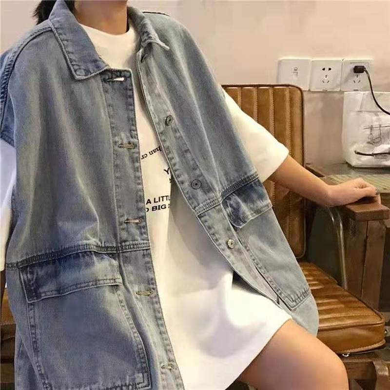Vesten Vesten Vrouwen Denim Jas Losse Vintage Basic Cool Street Wear Womens Studenten Koreaanse Stijl Alle-Match Cargo Mouwloze