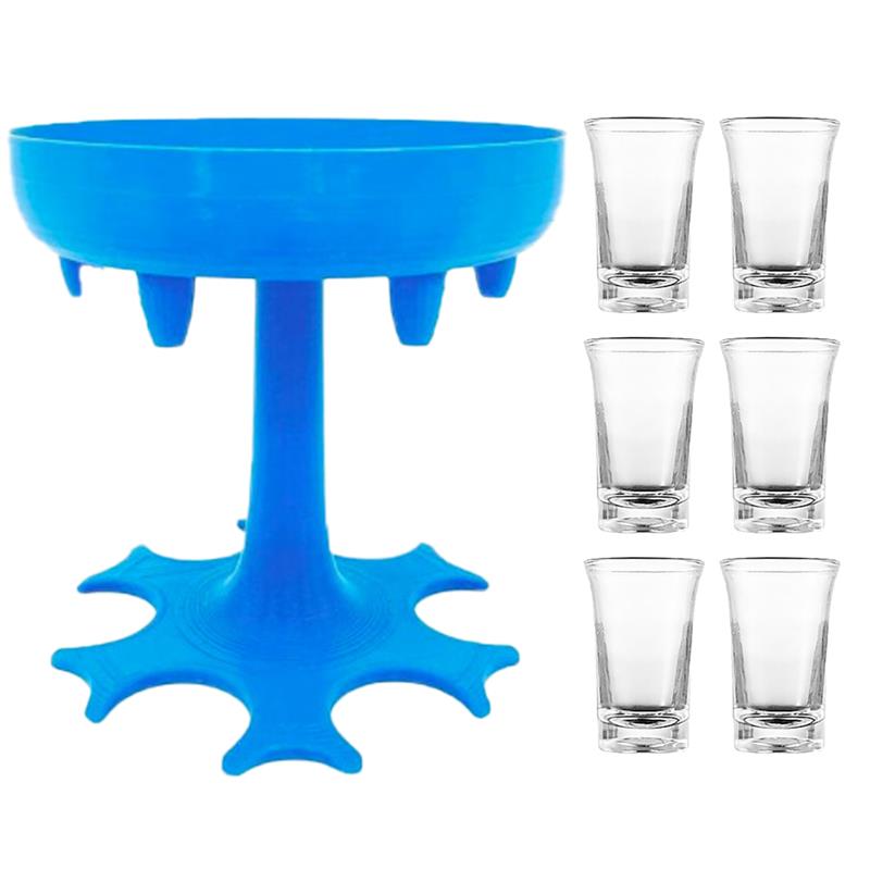 6 Shot Glass Dispenser Holder Carrier Caddy Liquor Dispenser Party Beverage Drinking Games Bar Cocktail Wine Quick Filling Tool: A