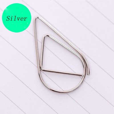 200PCS Cute Teardrop Smooth Stainless Steel Shaped Paper Clips for Office Wedding Women G: s silver