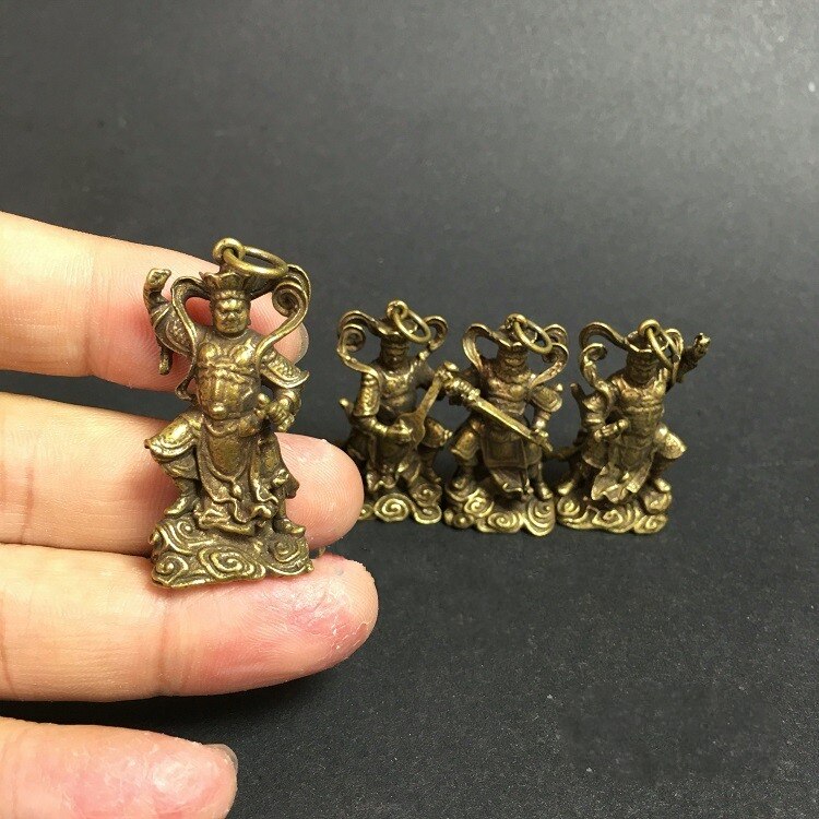 Collection Chinese Brass Carved The Four Heavenly Kings Four Diamond Buddhas Exquisite Statue