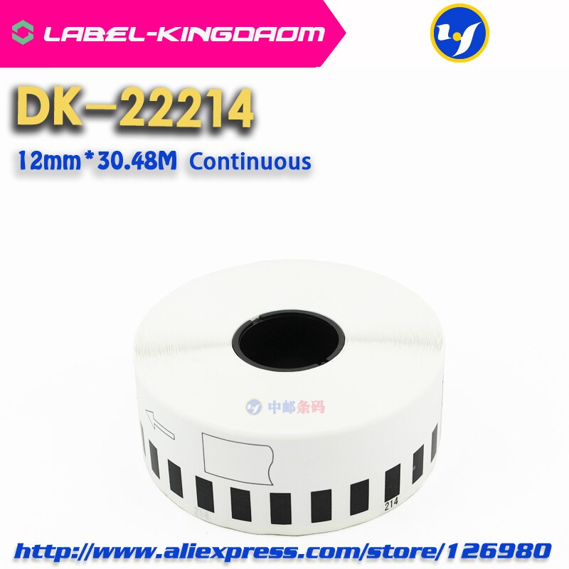 5 påfyllingsruller kompatible dk -22214 etiketter 12mm*30.48m kontinuerlig kompatible til bror etikettskriver hvit farge dk -2214