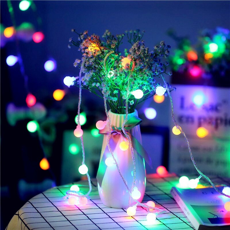 8 lägen led boll stränglampa 5v dc usb power utomhus jul trädgårdsfest dekor ljus string lampa vattentät batteridriven: Färgrik / 6m 40 led batteri