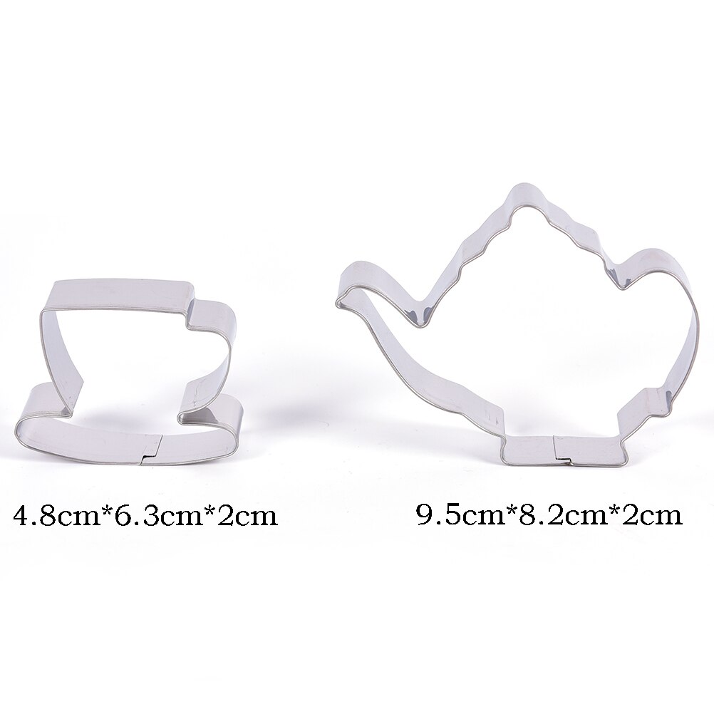 2Pcs/set Cookie Cutters Stainless Steel Tea Cup And Tea Pot Shape Cookie Cutter DIY Biscuit Stamps Baking Tools