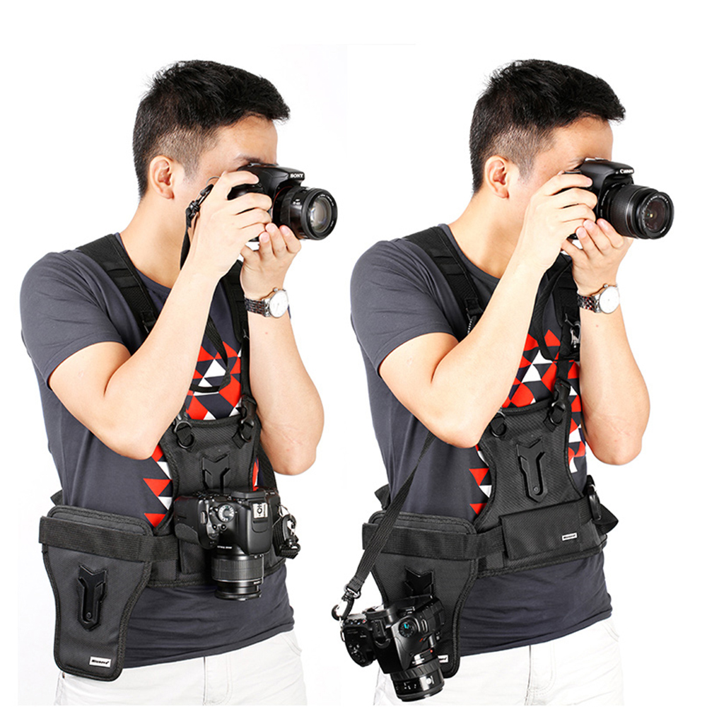 Micnova MQ-MSP01 transporteur II Multi caméra transporteur photographe gilet avec double sangle latérale étui pour Canon Nikon Sony appareil photo reflex numérique