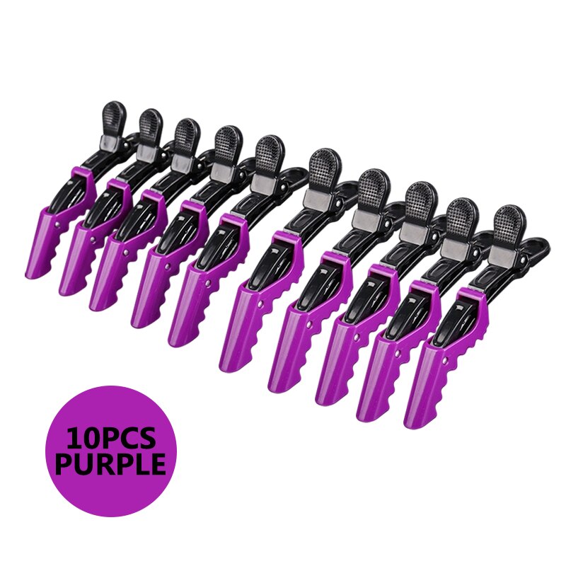6/10Pcs/Set Hairstyling Clipper Tool Alligator Hair Clip Hairdressing Hairpin Ladies Plastic: 10Pcs Purple