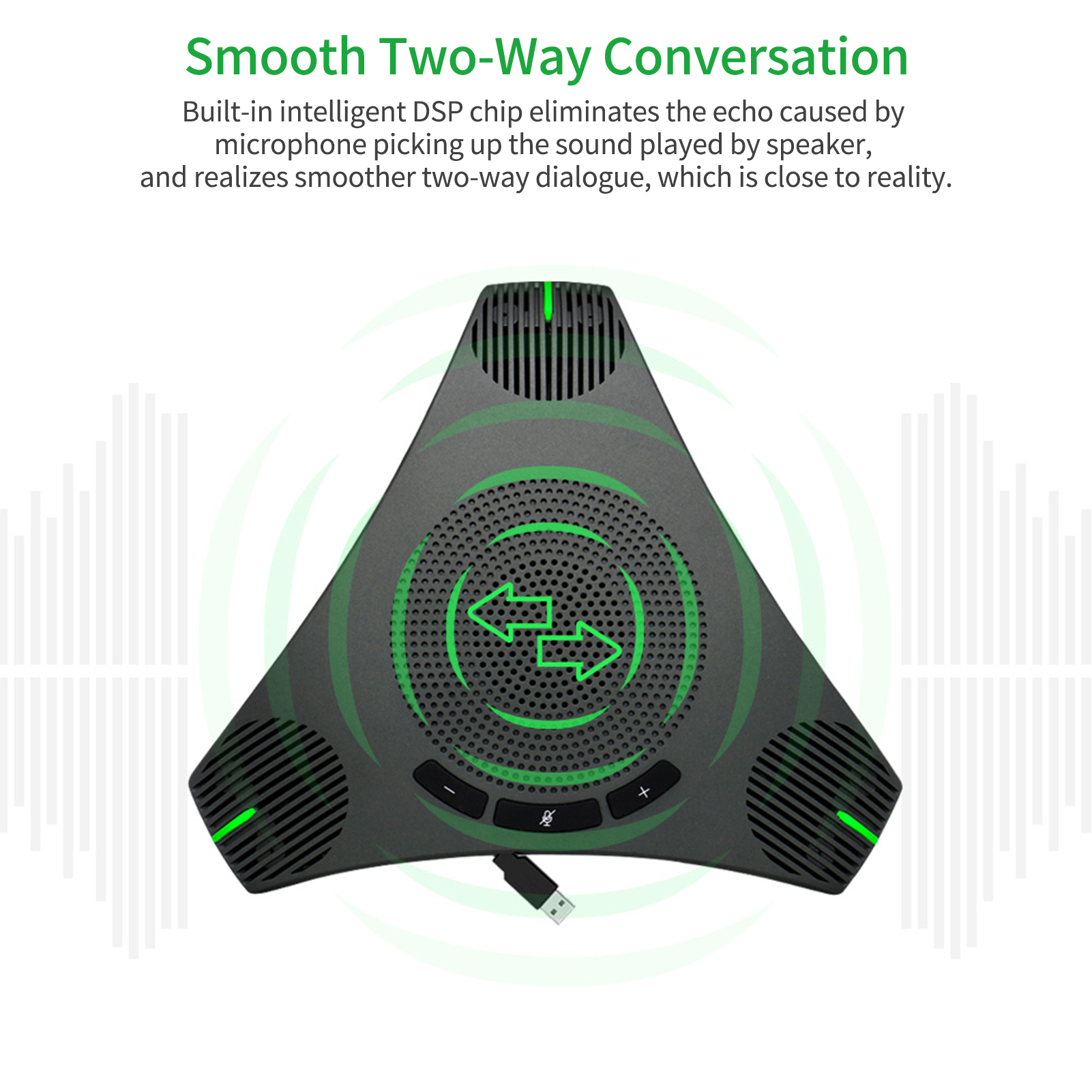 Micrófono de conferencia con altavoz USB, micrófono omnidireccional para ordenador 360 ° Pastilla de voz con tecla de silencio para Skype/videoconferencia