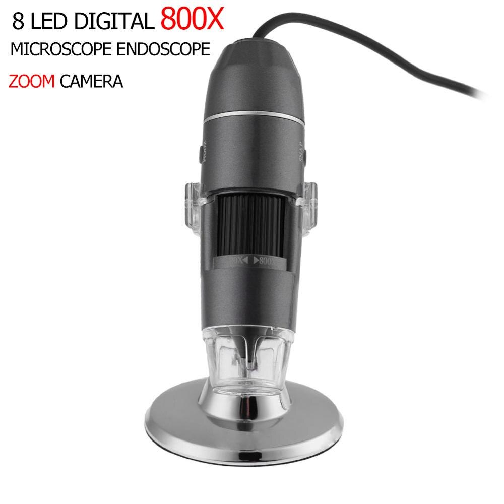 USB Digital Microscope 8 LED 2M1000X Electronic Microscope Endoscope Zoom Camera Magnifier+ Lift Stand: 800X