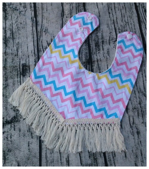 Baby bib, Boho drool bib, baby girl, boho bib, baby accessories, drool bib, baby bib, baby shower , floral: rainbow chevron