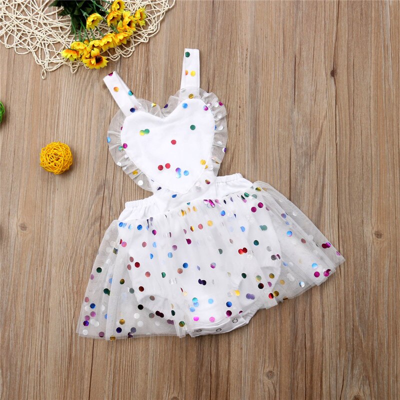 Baby Baby Meisje Polka Dot Romper Kleding Bodysuit Playsuit Jumpsuit Jurk Mode Sequin Tulle Tutu Romper Jurk Outfits