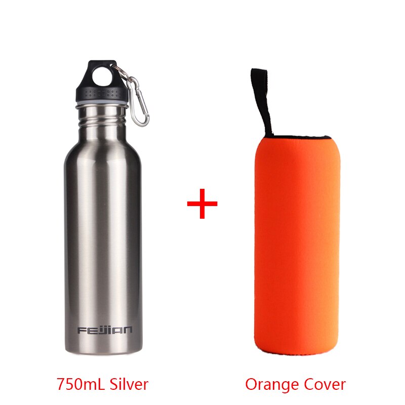 FEIJIAN Sport Water Fles 18/8 Rvs Fles Brede Mond Pot lekvrije Kantine 500mL 750mL 1000mL 1800mL 1.8L: 750mL SV Cover OG