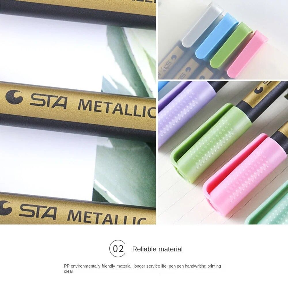 Kawaii 10-Farben-metallisch-Marker, dauerhaft, wasserfest, Farbstift, Schreibwaren, DIY, Manga, Zeichnung, Bastelstifte, Malerei