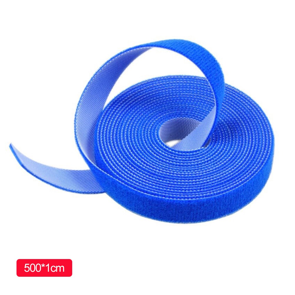 Herbruikbare 5M/Roll Kleur Kabel Zelfklevende Sluiting Tape Sterke Haken Draad Organisator Loop Tie Magic Tape Diy accessoires: Blue