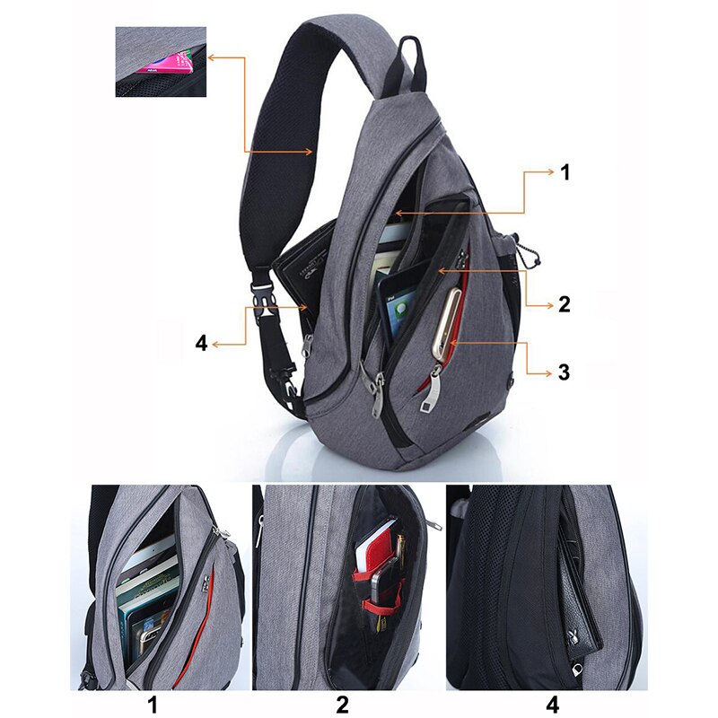 Brand Large Capacity Male Chest Bag Nylon Men School Bags Modern Shoulder Bag Unisex Crossbody Bags Messenger Pack