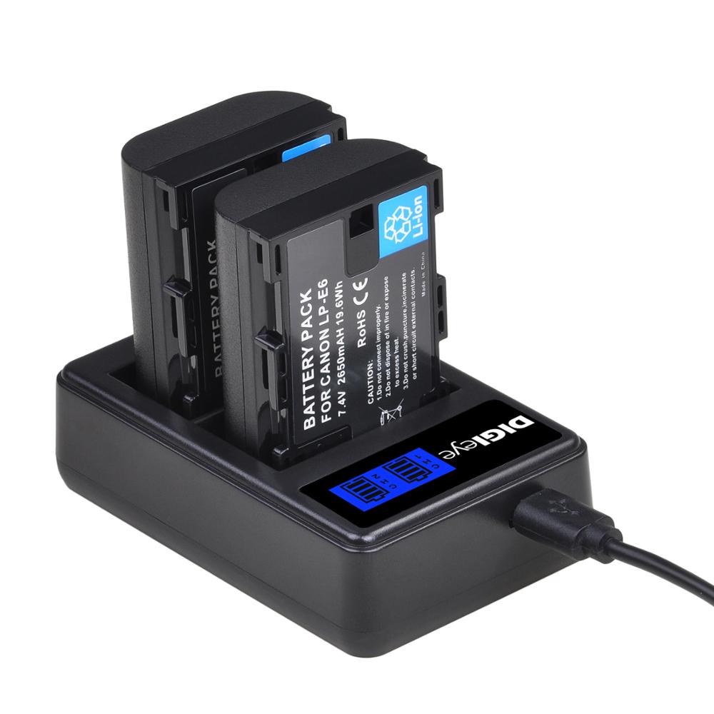 4 Uds 2650mAh LP-E6 LP-E6N batería + LCD cargador Dual para Canon EOS 5D Mark II 5D Mark III 5DS 5DS R 6D 6D 7D 7D 80D cámaras