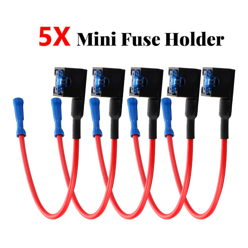5 stk. legg til en krets sikringsventil bil mini mikroblad sikringsholder 12v lavprofil holder adapter sett biltilbehør