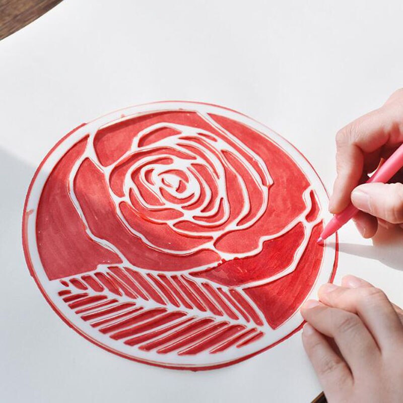 Stencil Plant Flower Round Painting Template Handmade DIY Scrapbook Album Drawing Reusable Stationery