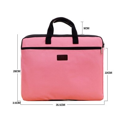 Portable document bag canvas A4 office bag men women handbag multi-layer information bag briefcase meeting bags file holder: pink