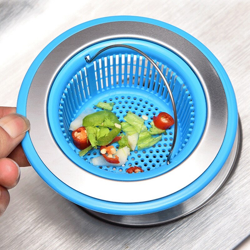 2 Pack - Kitchen Sink Drain Basket Strainer Food Catcher - Deep Basket with Foldable Handle