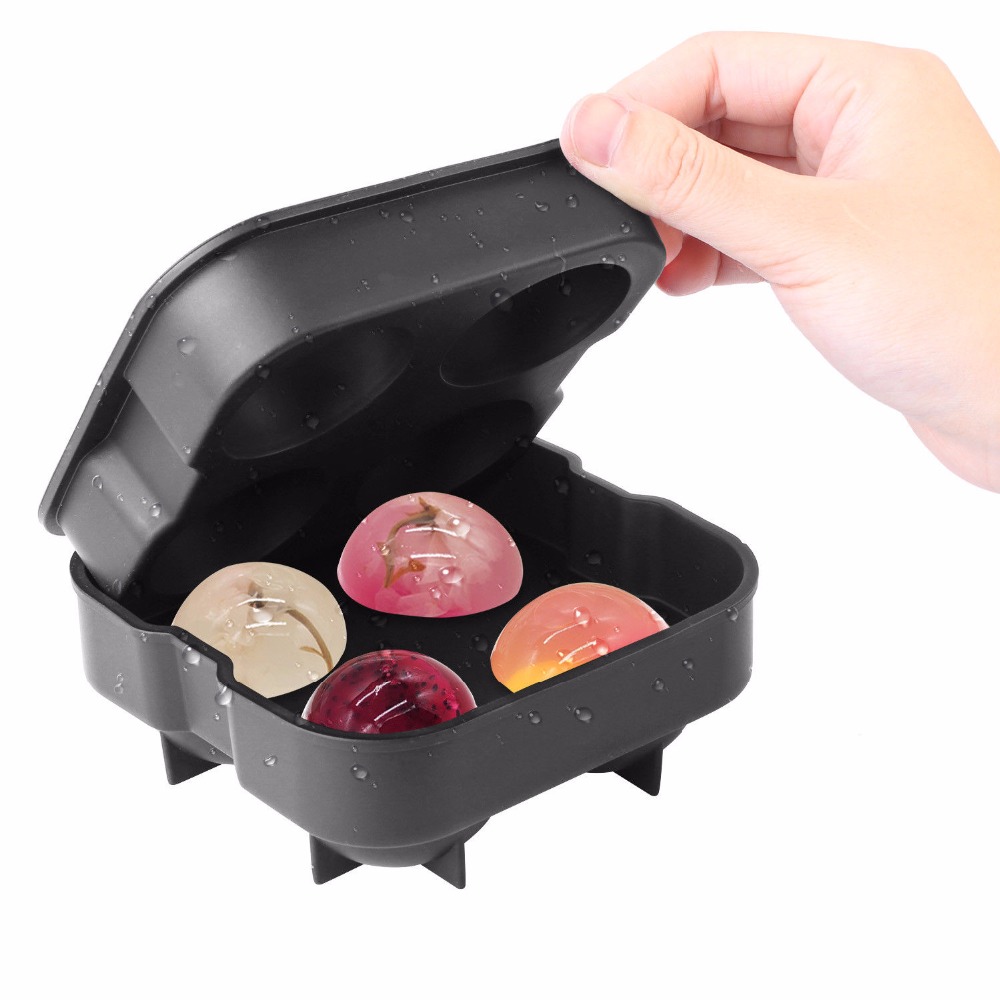 1 st 4 hål rund whisky silikon isbitsbricka form boll iskub bollmaskin form silikon iskula form för festbar