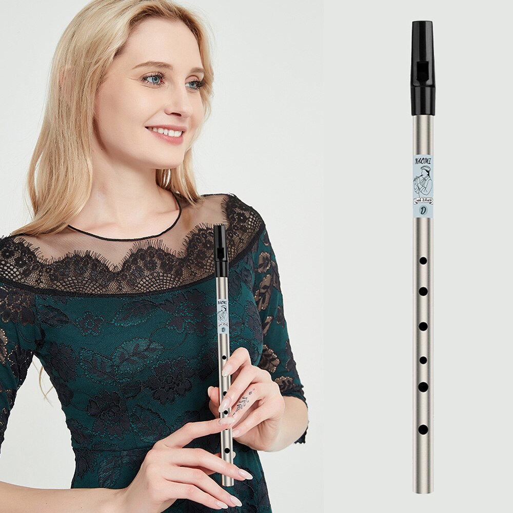 NAOMI 6 Holes Tin Whistle Traditional Irish Penny Whistle Brass Material Musical Instrument for Beginners, Key of D