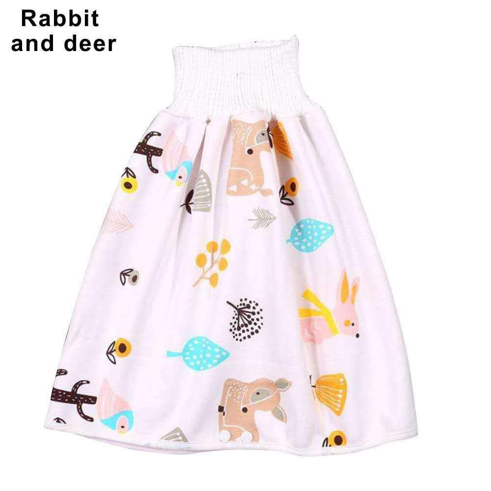 2 in 1 Comfy Children's Adult Diaper Skirt Shorts Baby Waterproof Diaper Skirt Pants Training Pants Kids Cover Underwear: Rabbit and Dear / L