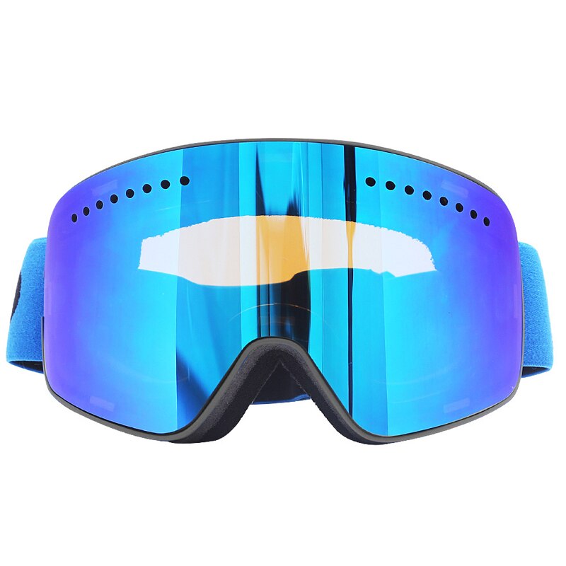Magnetiske skibriller vintersnøsport snowboardbriller antidugg uv-beskyttelse snøscooter sfæFare ridning skibriller maske: Svart blå