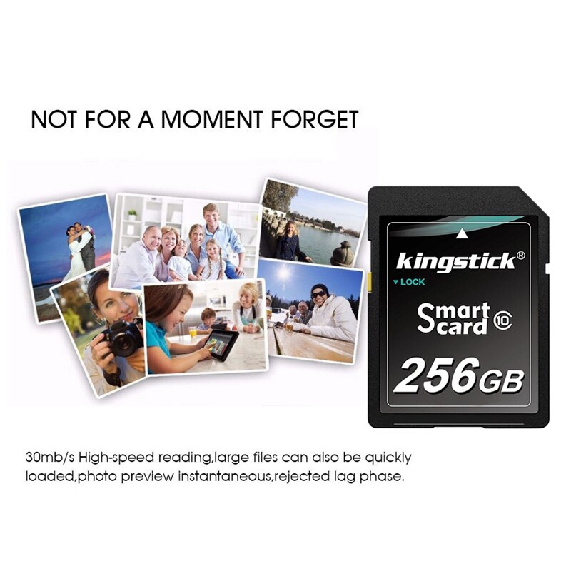 Kingstick 256GB Memory Card SD Card Class 10 Flash Memory Card SD Flash Card Camera Storage Card Camera SD Card