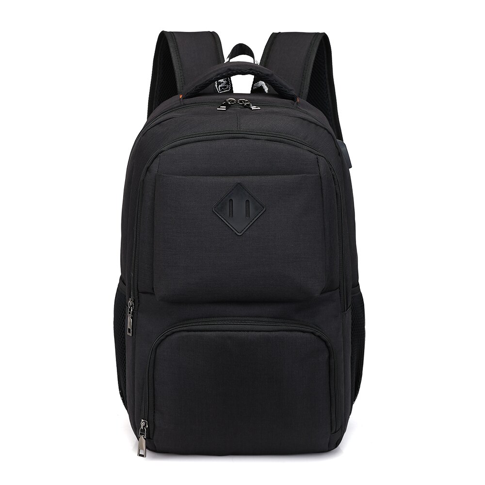 Preppy Stijl Usb Lading Rugzak Mannen Schooltassen Tiener Jongens Laptop Tas Reizen Grote Capaciteit Student Rugzakken: Black