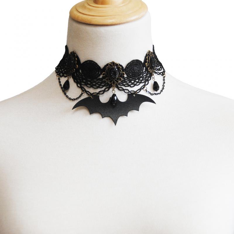 Collar Retro de encaje Simple para mujer, collar de encaje para mujer, collar de encaje para mujer, joyería de Halloween, ,