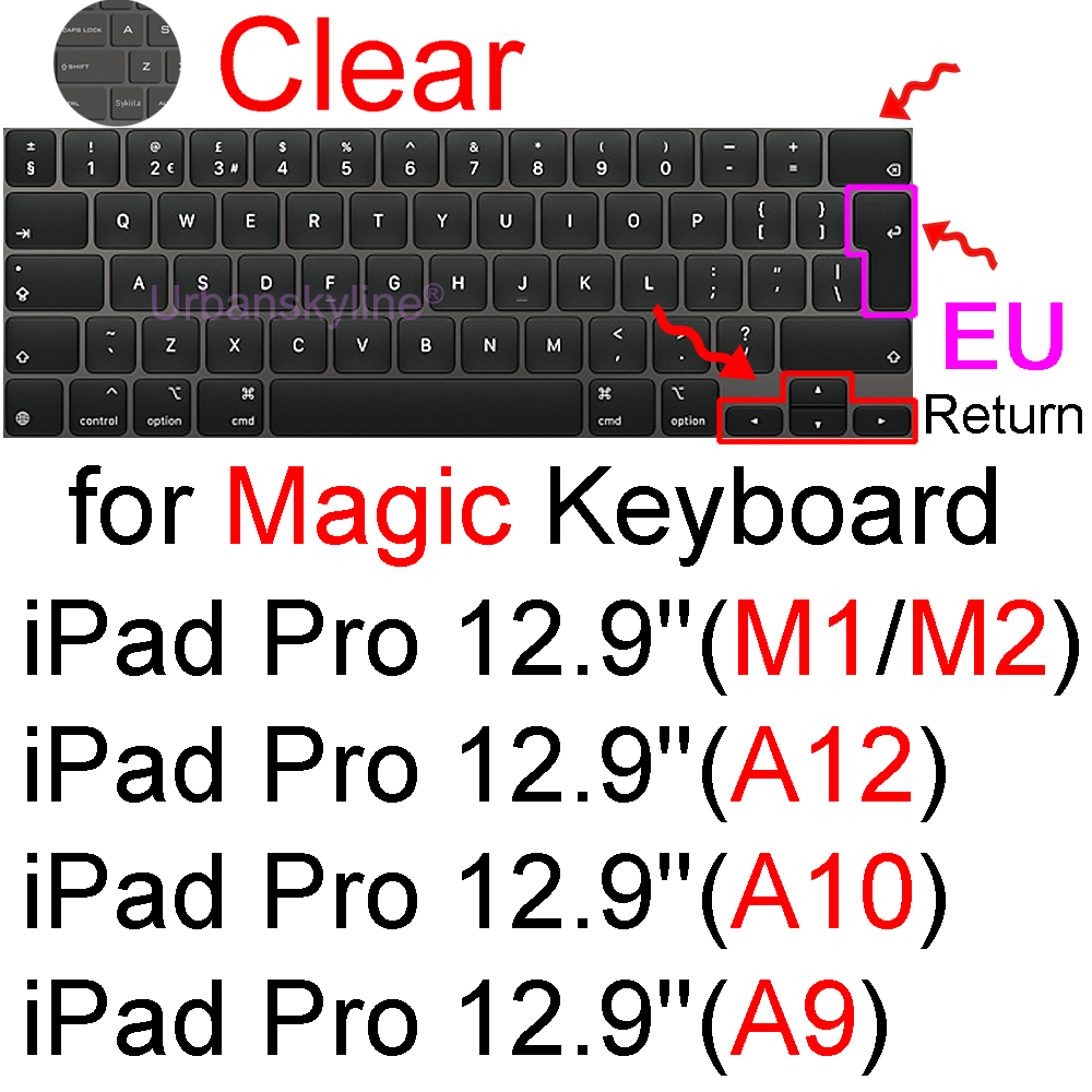 Pokrowiec na klawiaturę do iPada Pro 13 M4 12.9 Magic Keyboard Air 11 M3 10 10.5 10.9 M2 M1 Smart Case Folio Silicone Protector Skin TPU: Srebrny