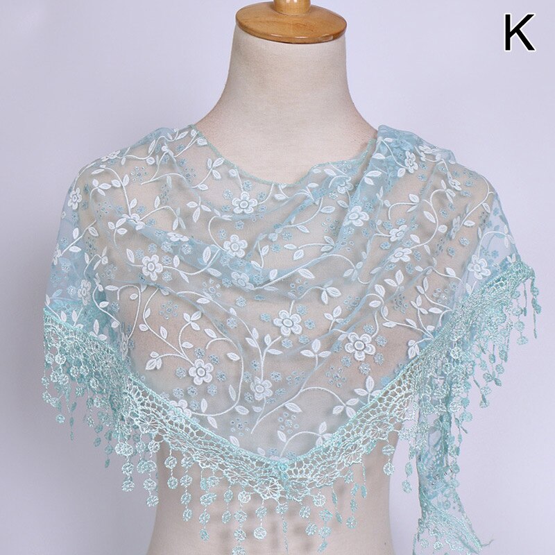Vrouwen Bloemen Sjaal Wrap Lace Sheer Kwastje Sjaal Mode Hollow Tassel Lace Rose Bloemen Knit Driehoek Mantilla Sjaals: K