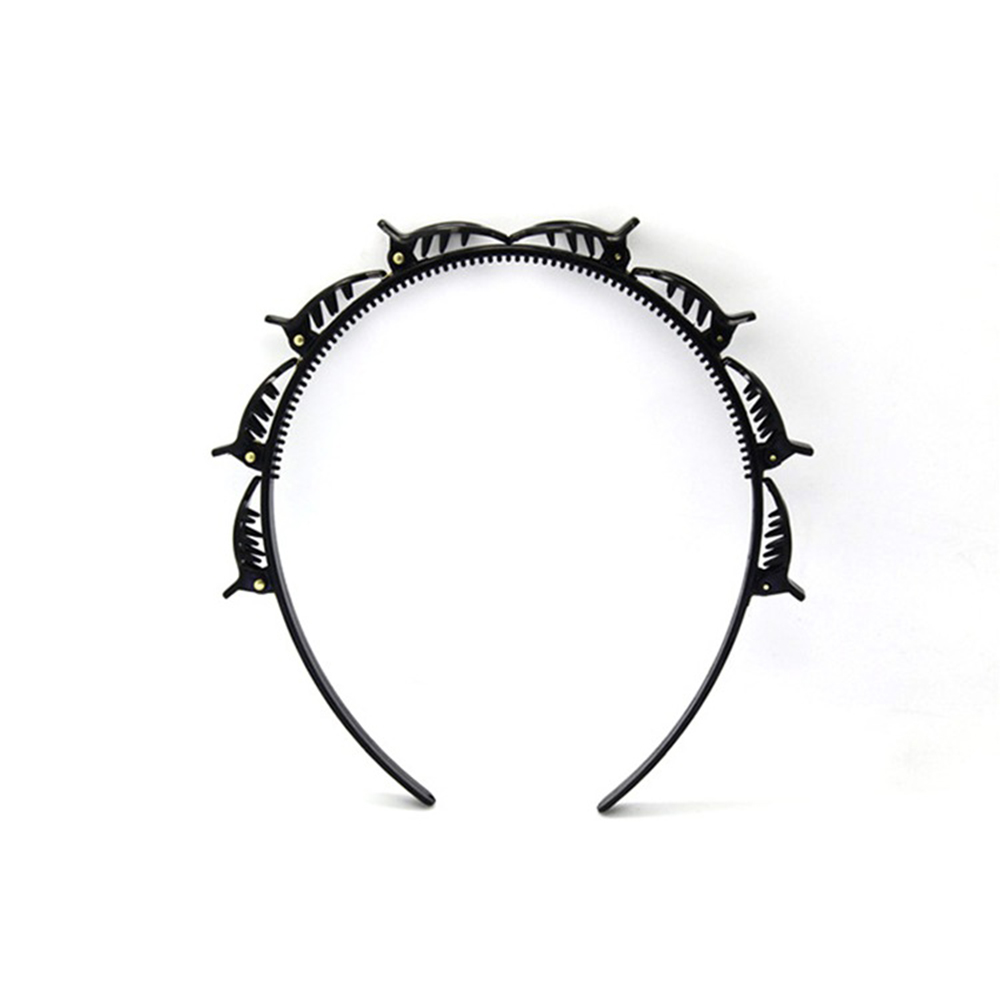 Pinzas para el pelo con doble flequillo para mujer, horquillas para la cabeza, trenza giratoria, horquilla frontal, diadema, tocado, novedad de 2022: Gris