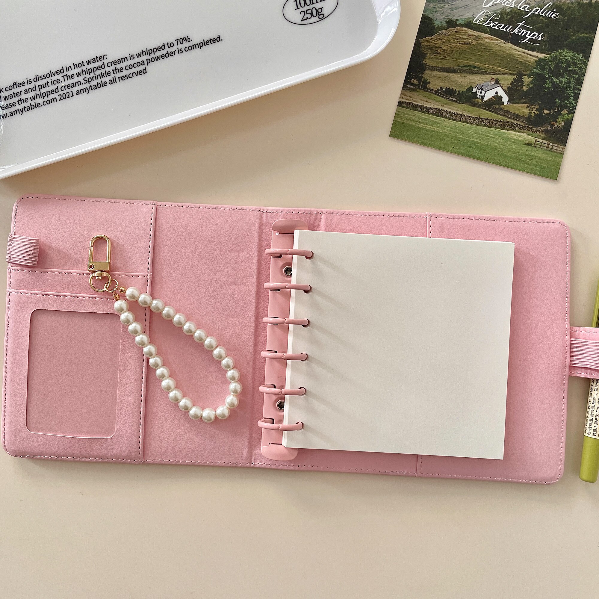 DIY Idol Cards Pink Square Loose Leaf Notebook Clear Photo Collage Card Star Admirer Square Binder 꾸미기 Korean Stationary: Cover with refill 4