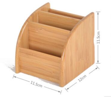 3 Grid Bamboo Remote Control Storage Box Stationery Remote Control Headphone Cable Cell Phone Desktop Storage Box Organizer: small