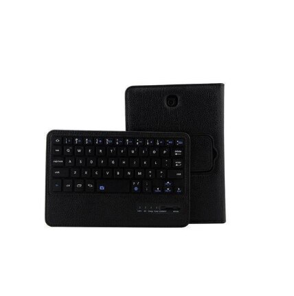 Wireless Bluetooth Keyboard Leather Case Cover Voor Samsung Galaxy Tab Een 8.0 T380 T385 SM-T380 SM-T385 Funda: Black