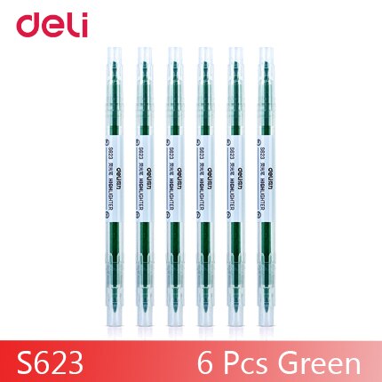 Deli creatieve dual head 6 gekleurde fijne borstel markeerstift met onzichtbare inkt voor school kantoor scribble teken markers: 6 pcs green