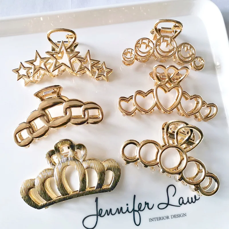 1 pieza de tocado de garra de pelo geométrico salvaje Simple a la para mujeres y niñas, pinza de pelo de Metal de cangrejo, accesorios de garra, tocado