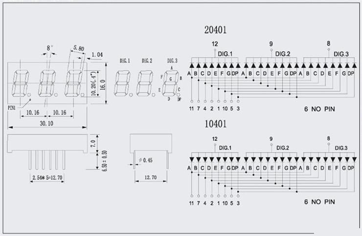 0.4 tommer ren grøn 7 segment display fælles anode katode 0.4 " radix punkt led display 3 bit digital rør serie spændingspanel