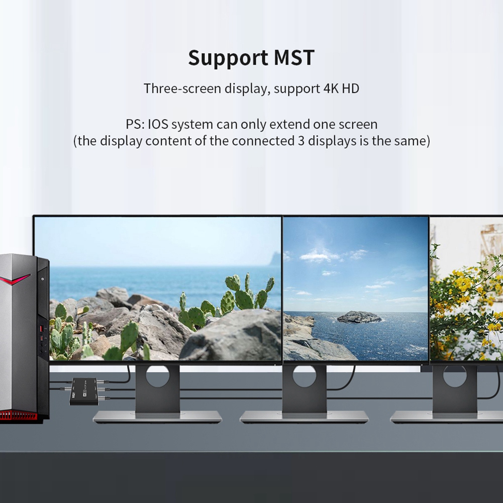 Displayport 8K 1X3 Dp Splitter 8K60Hz 4K120Hzz Mst Sst Hub Multi Monitor Splitter Met Extended Display En Spiegel Modus